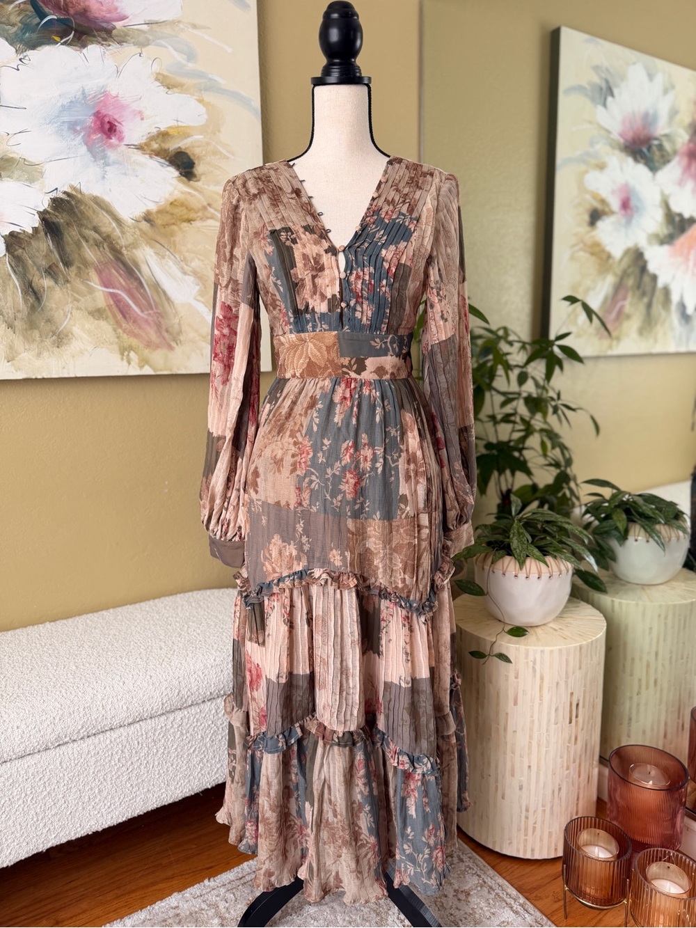 ** NWOT ** ASOS Floral Maxi Dress Floral Backless Like Zimmerman - Picture 1 of 2